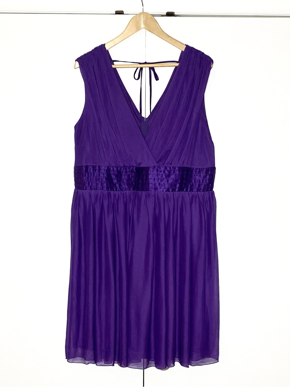 ✨NWT✨Trixxi | Purple Crossover Deep V-Neck Satin Waist Mesh Mini Dress Sz 2X